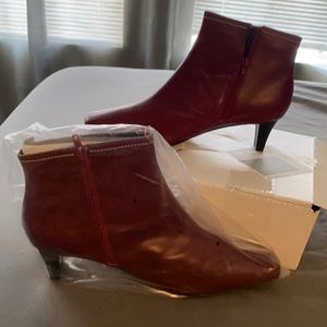 Women’s Red Upper Leather Red Booties
